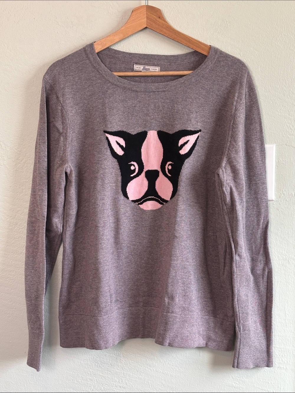 Bundle 2/$30! G.H. Bass & Co. Heathered Purple Sweater Bulldog Graphic M